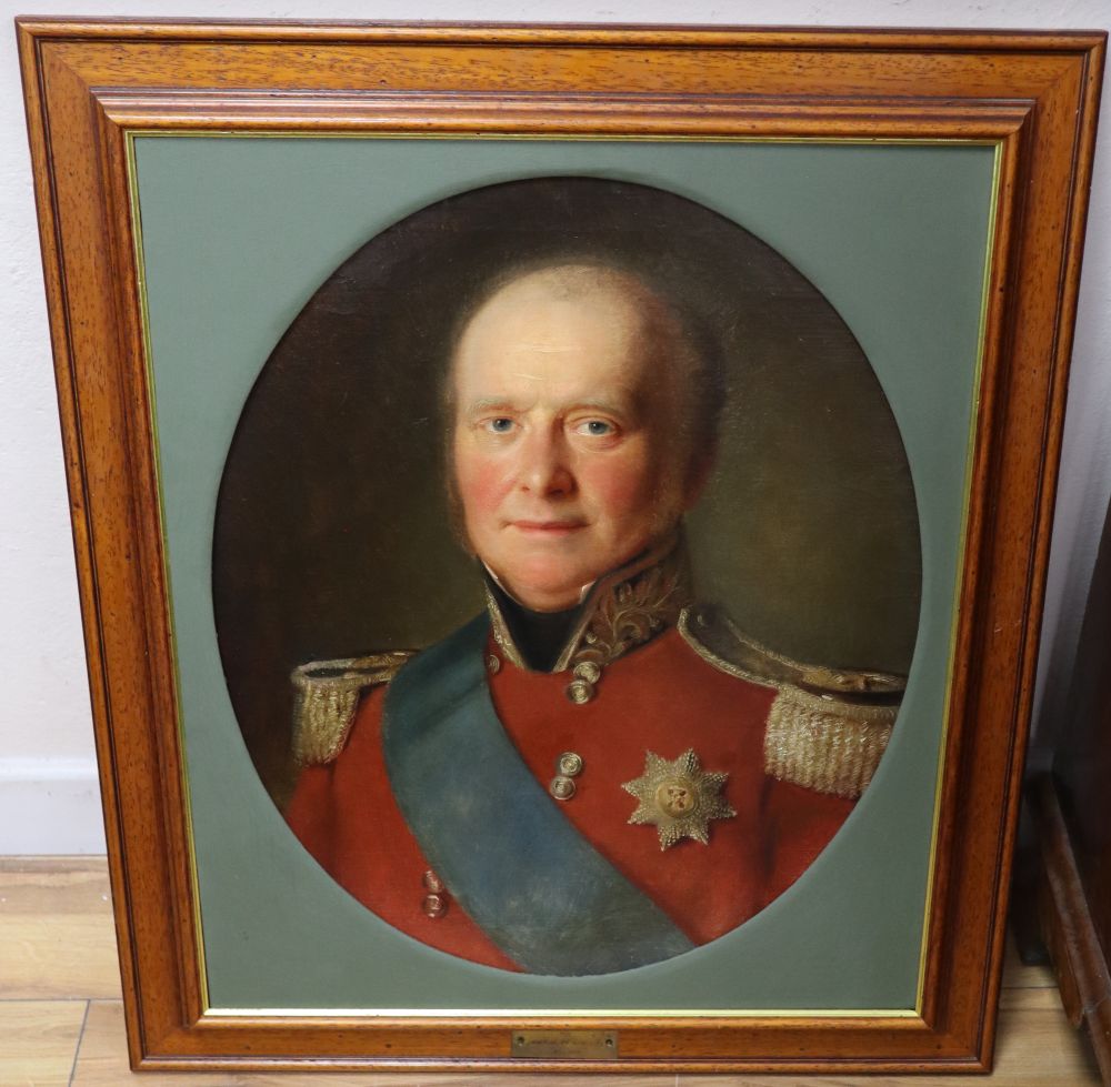 19th century Irish School, pair of oils on canvas, Portrait of the 4th Earl of Wicklow, William Howard (1788-1869) and the Countess of